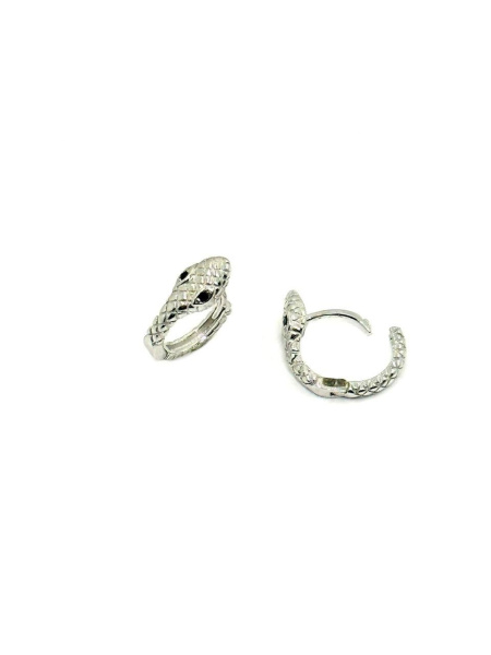 Серьги конго из серебра с фианитами в форме змеи