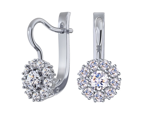 Серьги из серебра с фианитами