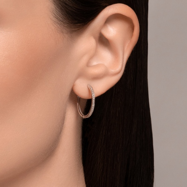 Серьги конго из белого золота с бриллиантами