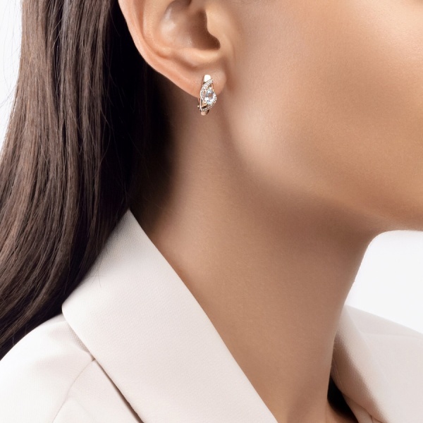 Серьги из красного золота с топазами и фианитами