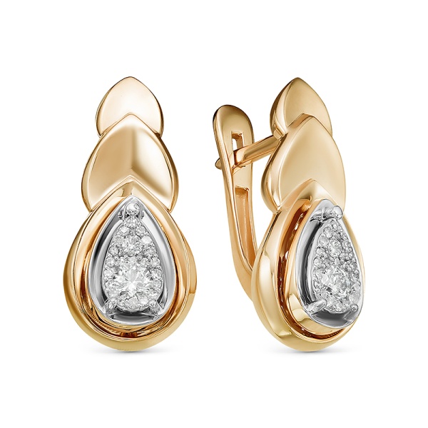 Серьги из красного золота с бриллиантами