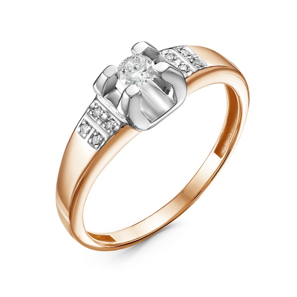 Кольцо из красного золота с бриллиантами