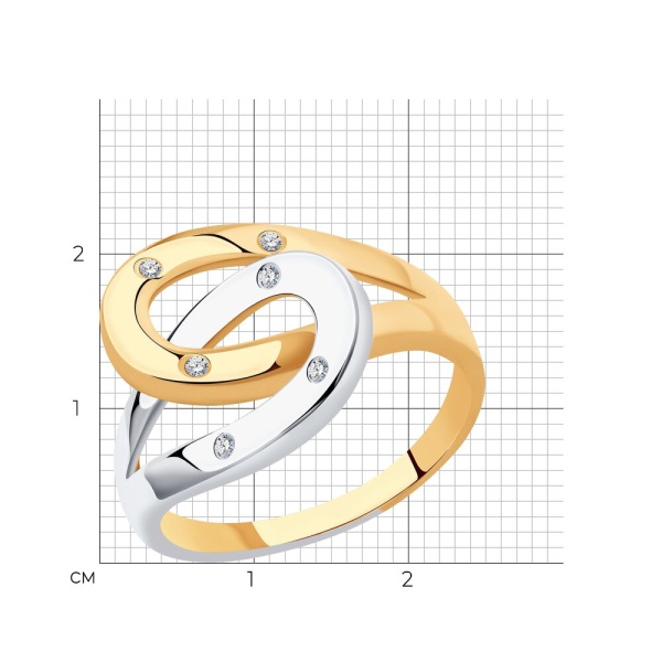 Кольцо из комбинированного золота с бриллиантами