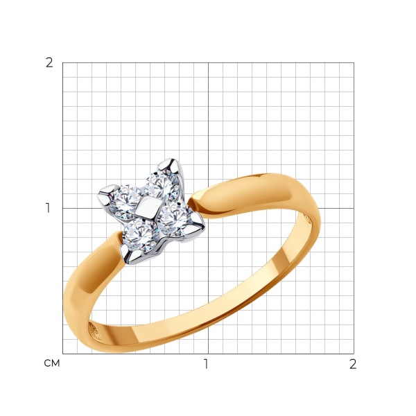 Кольцо из красного золота с фианитами