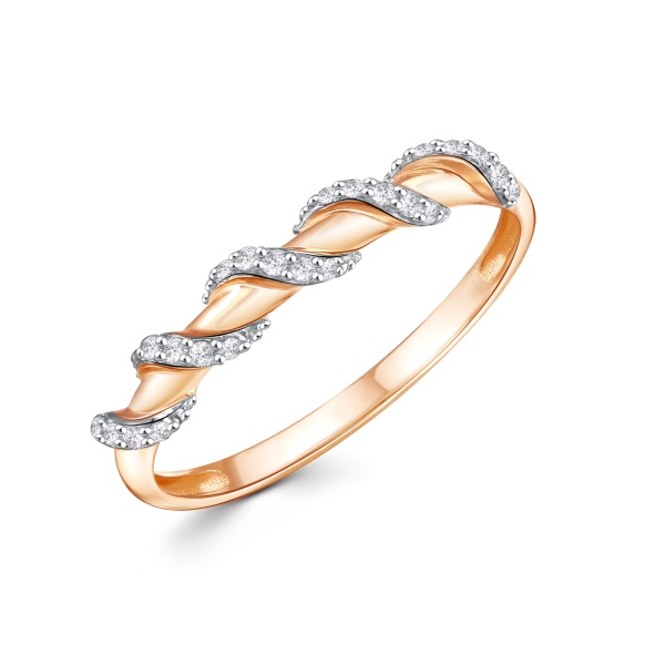 Кольцо из красного золота с фианитами