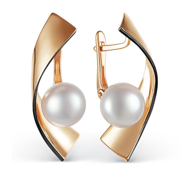 Серьги из красного золота с жемчугом