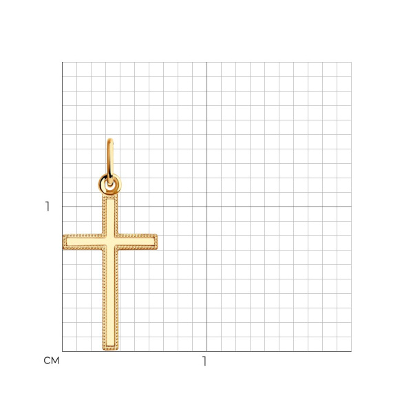Декоративный крестик из красного золота