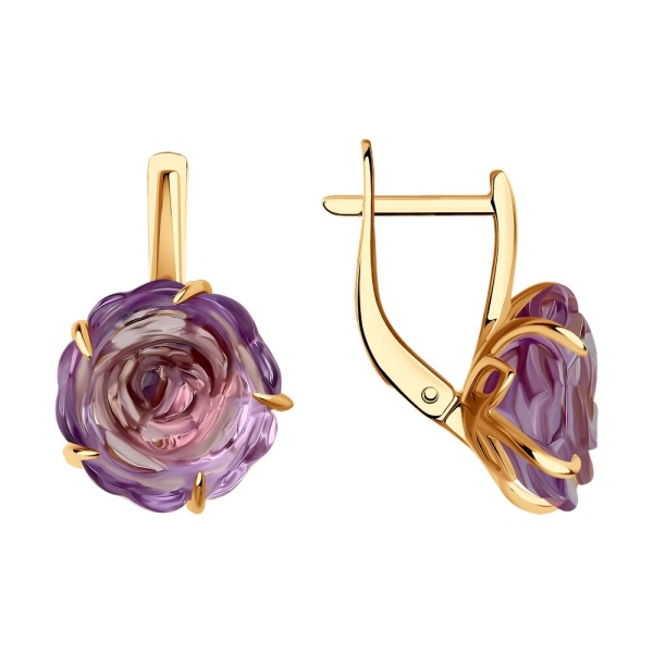 Серьги из красного золота с аметистами