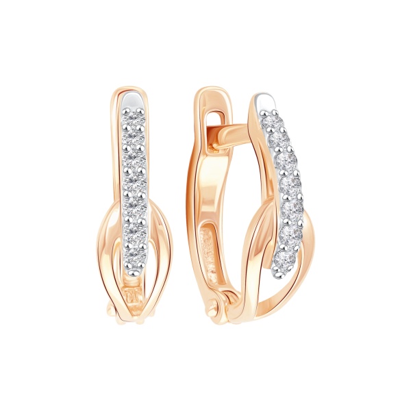 Серьги из красного золота с фианитами