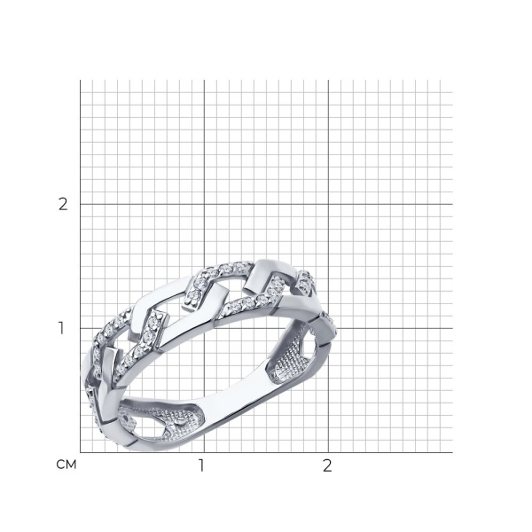Кольцо из белого золота с фианитами