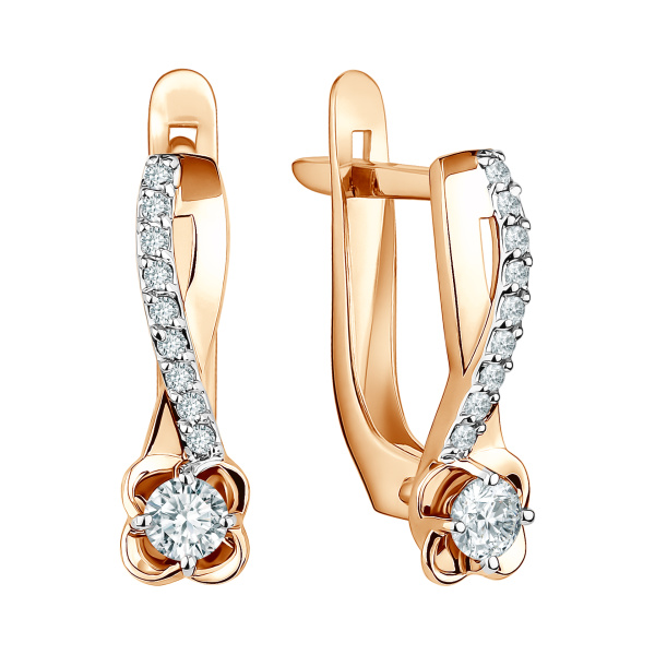 Серьги из красного золота с фианитами