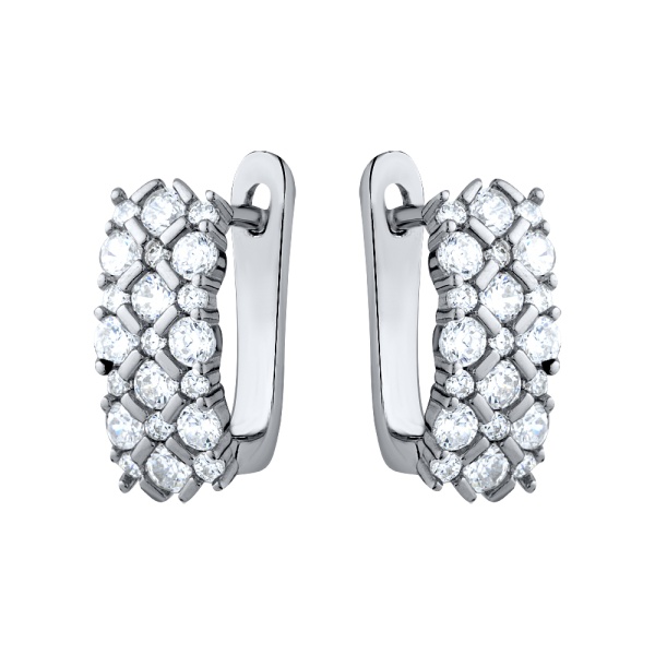 Серьги из серебра с фианитами