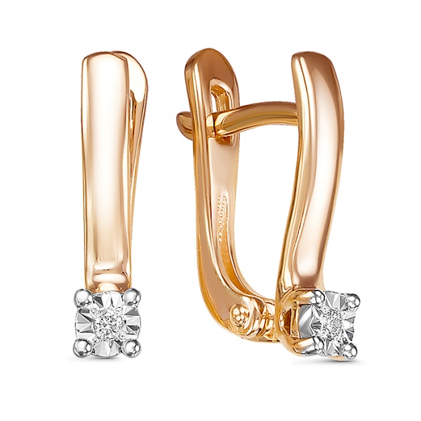 Серьги из красного золота с бриллиантами