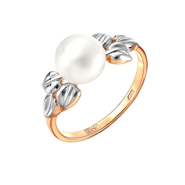 Кольцо из красного золота с жемчугом