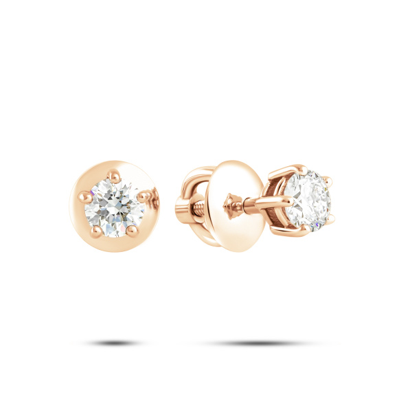 Серьги пусеты из красного золота с бриллиантами