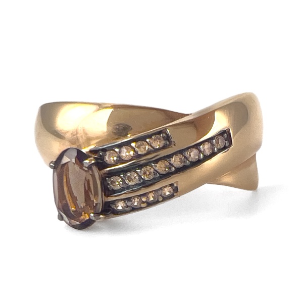 Подвеска из красного золота 585 пробы с раухтопазом и фианитами