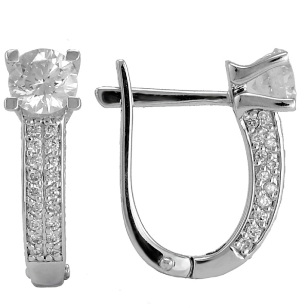 Серьги из белого золота с фианитами