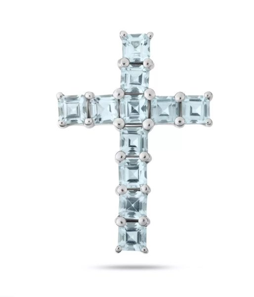 Декоративный крестик из серебра с топазами