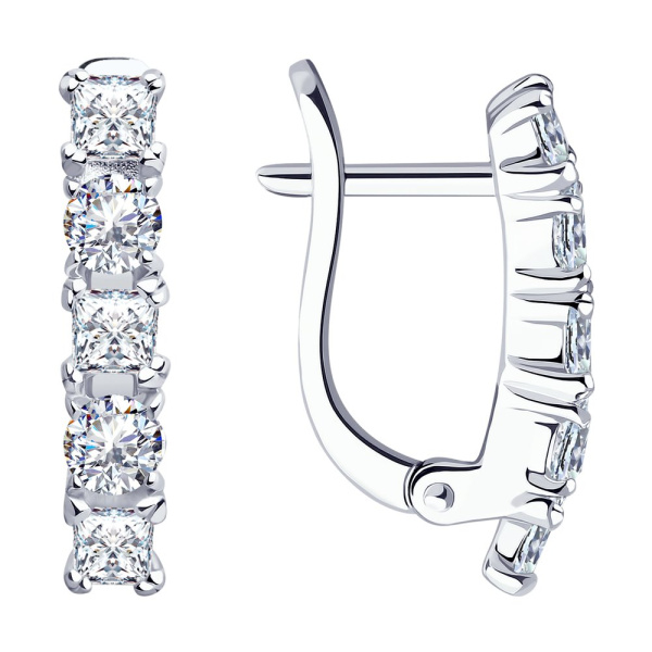 Серьги из серебра с фианитами