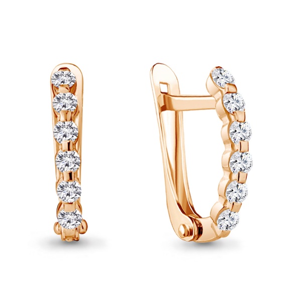 Серьги из красного золота с фианитами