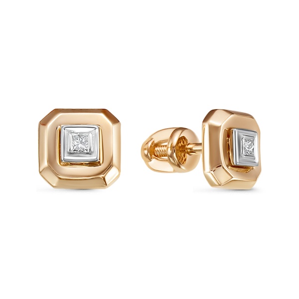 Серьги пусеты из золота с бриллиантами