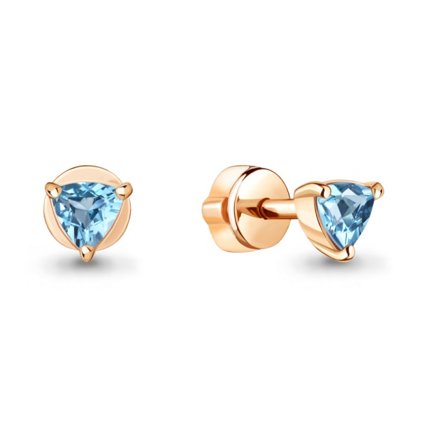 Серьги пусеты из красного золота с топазами