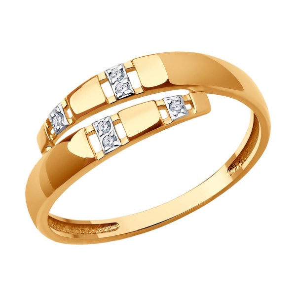 Кольцо из красного золота с фианитами