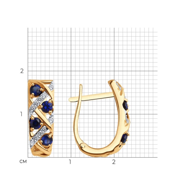 Серьги из золота с бриллиантами и корундами