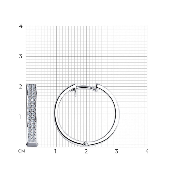 Серьги конго из белого золота с бриллиантами