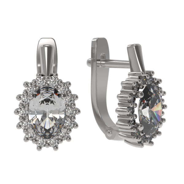 Серьги из серебра с фианитами