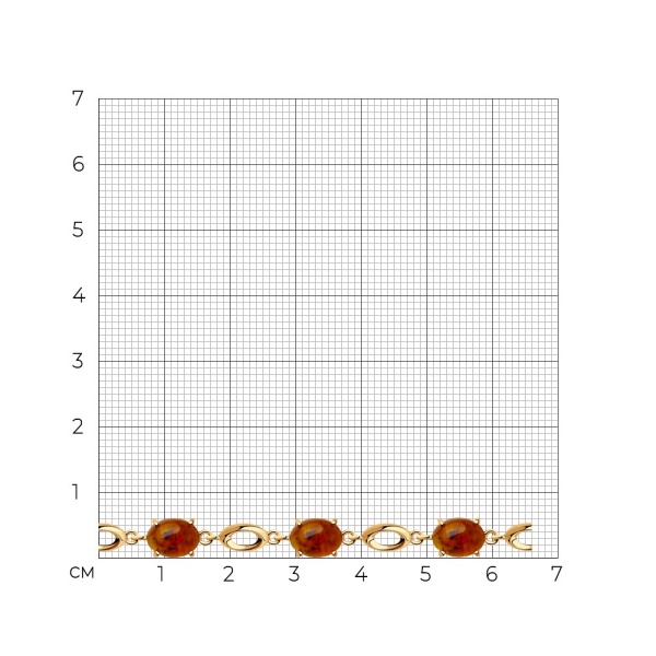 Браслет из красного золота с янтарем
