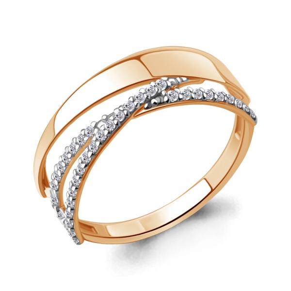 Кольцо из красного золота с фианитами