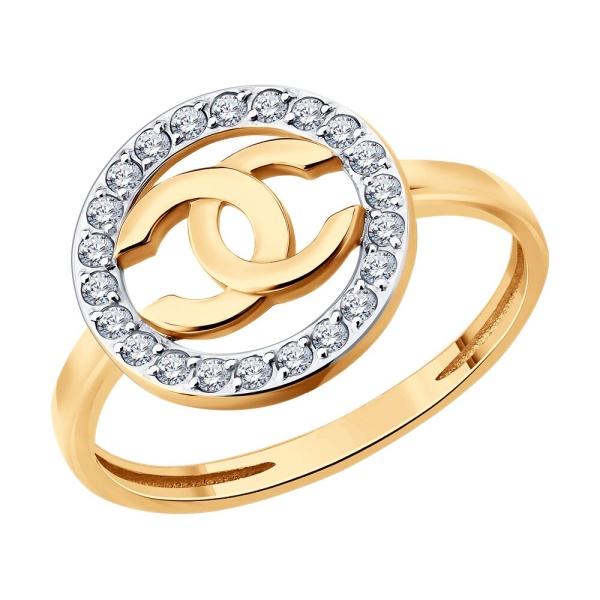 Кольцо из красного золота с фианитами