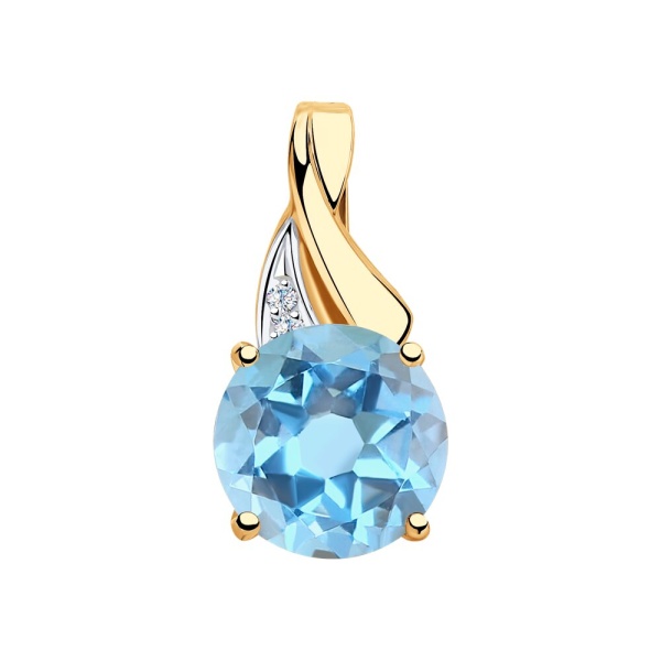 Подвеска из красного золота с топазом и фианитами