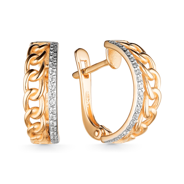 Серьги из красного золота с фианитами