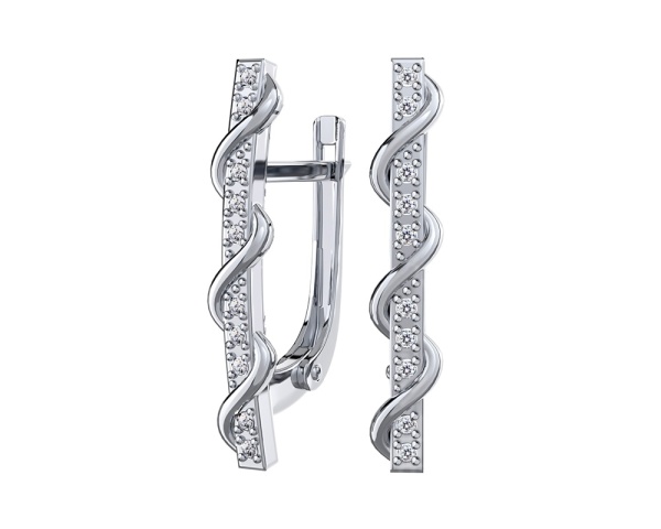 Серьги из серебра с фианитами