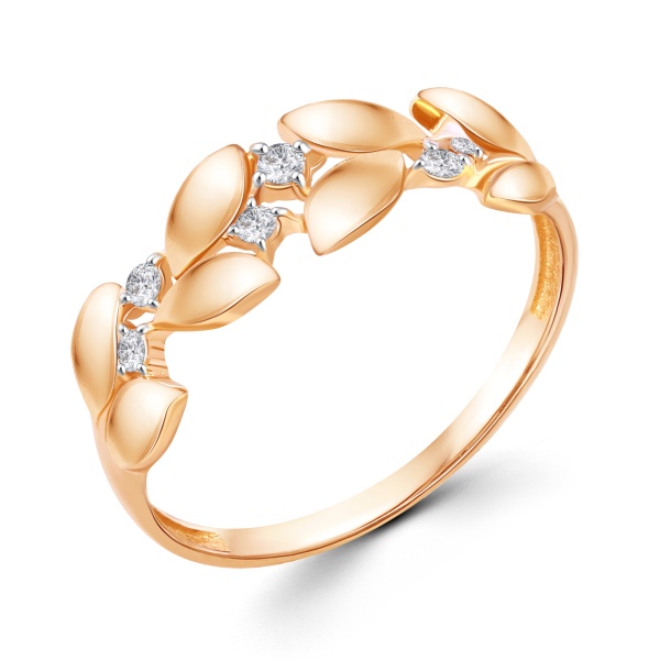 Кольцо из красного золота с фианитами