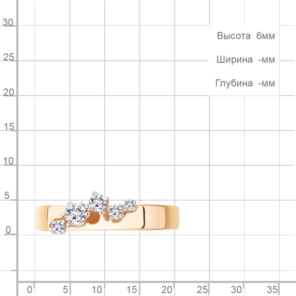 Кольцо из красного золота с фианитами