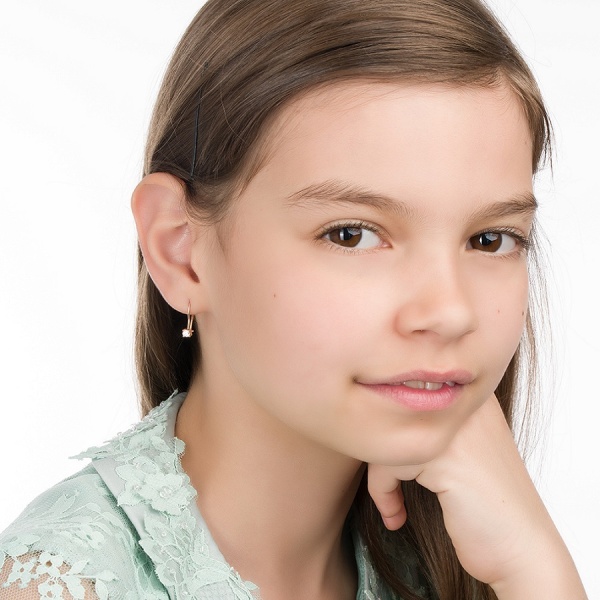 Серьги из красного золота 585 пробы с фианитами