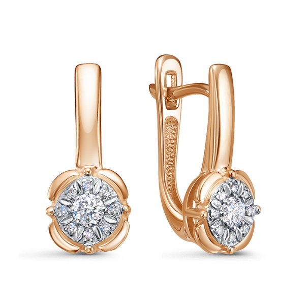 Серьги из красного золота с бриллиантами