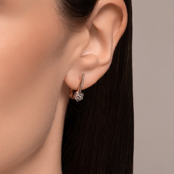 Серьги из красного золота с бриллиантами