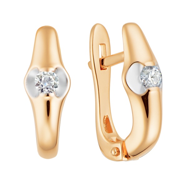 Серьги из красного золота с бриллиантами