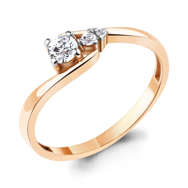 Кольцо из красного золота с фианитами