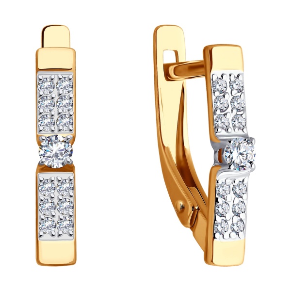 Серьги из красного золота с фианитами