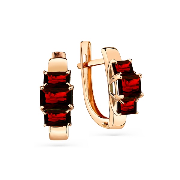 Серьги из красного золота с гранатами