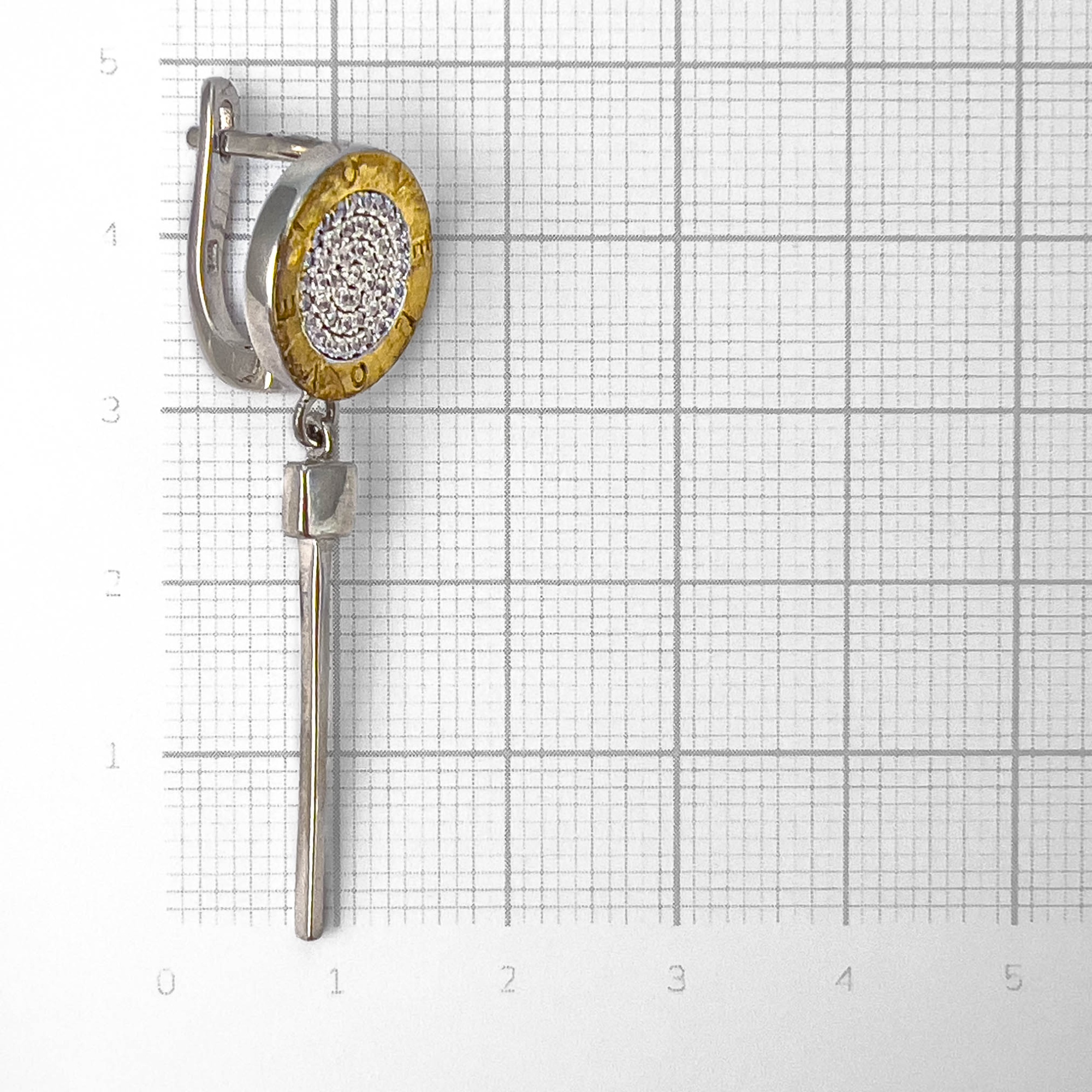 Серьги из серебра с позолотой и цирконами