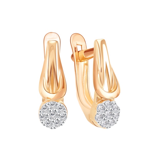 Серьги из красного золота с фианитами