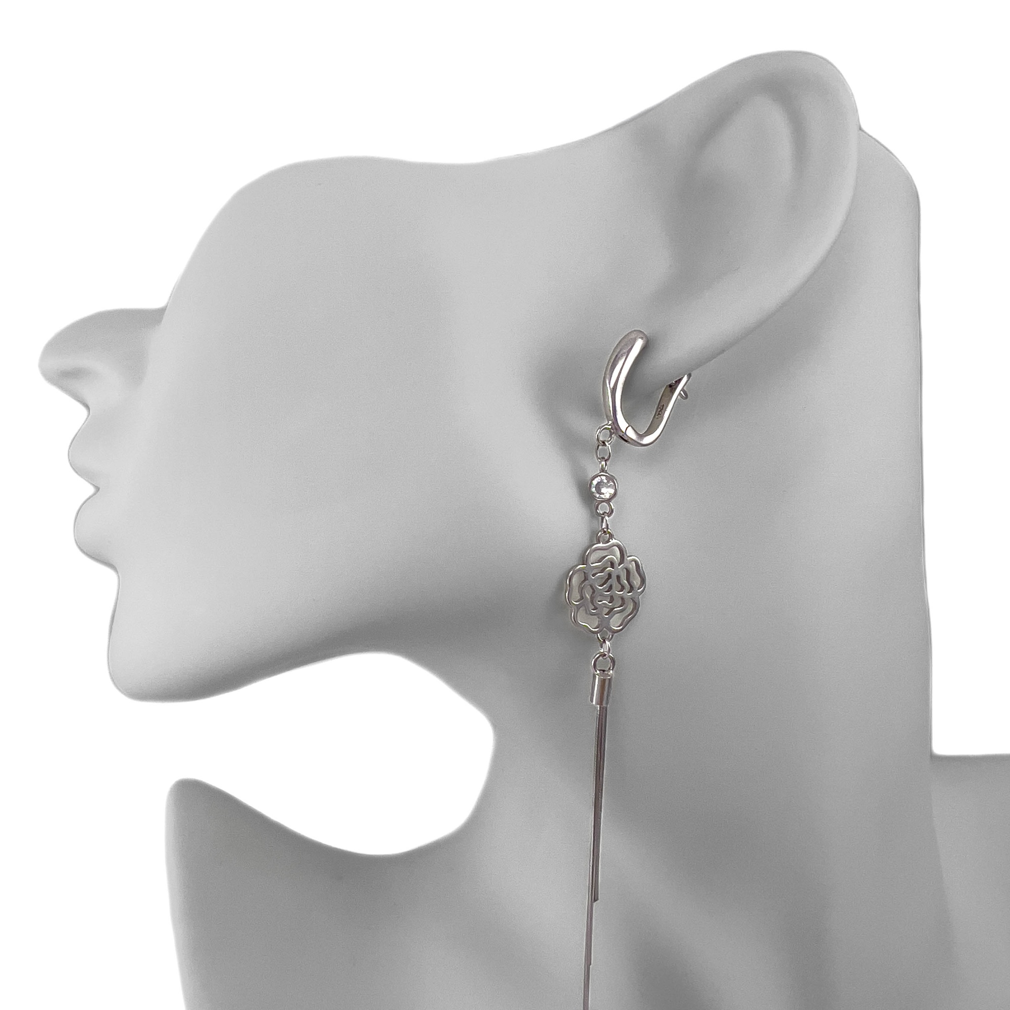 Серьги из серебра с фианитами