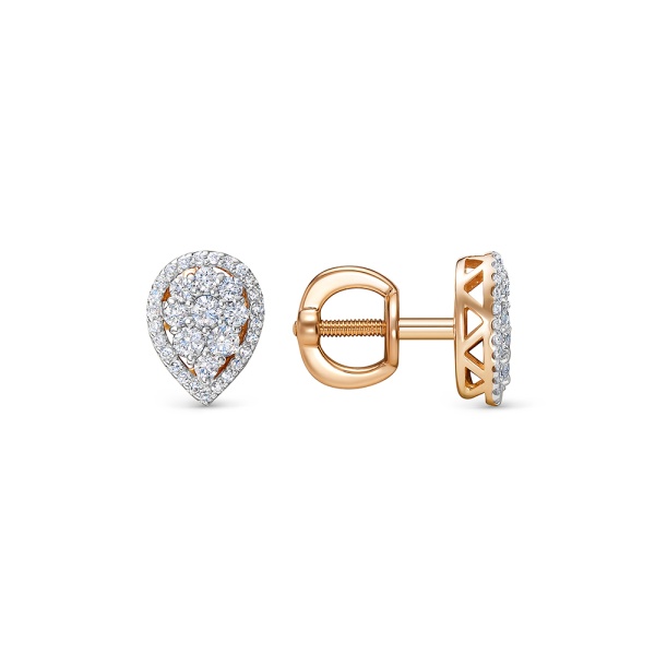 Серьги пусеты из красного золота с бриллиантами