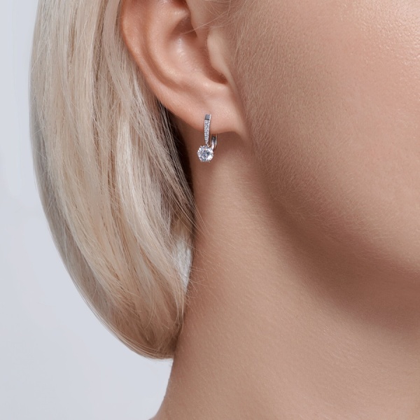 Серьги из белого золота с фианитами